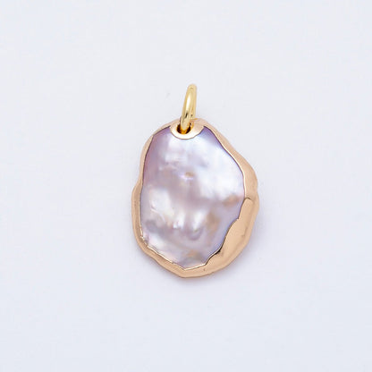 18K Gold Filled 18mm Foiled Baroque Freshwater Pearl Charm | Charms-00641