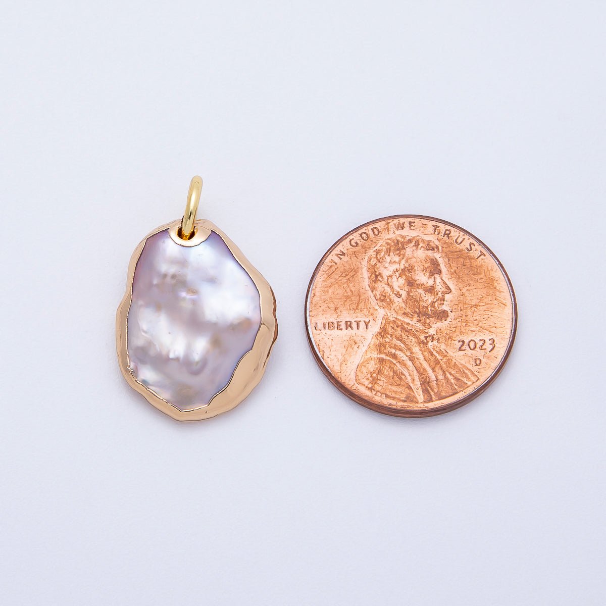 18K Gold Filled 18mm Foiled Baroque Freshwater Pearl Charm | Charms-00641