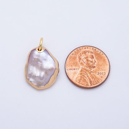 18K Gold Filled 18mm Foiled Baroque Freshwater Pearl Charm | Charms-00641