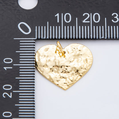 18K Gold Filled 18mm Hammered Heart Shape Charm | N-A1822