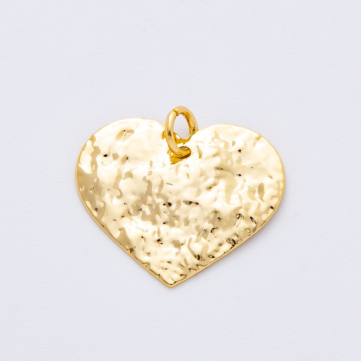 18K Gold Filled 18mm Hammered Heart Shape Charm | N-A1822