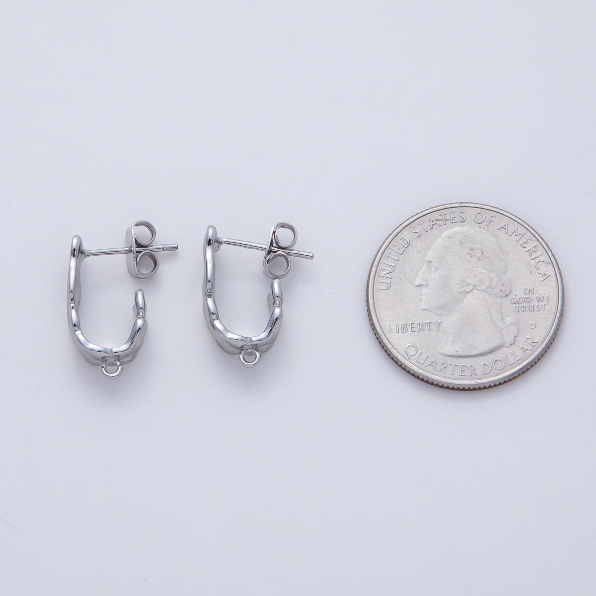 18K Gold Filled 18mm Hammered Molten Drop J-Shaped Hoop Earring Findings in Gold &amp; Silver | Z1640