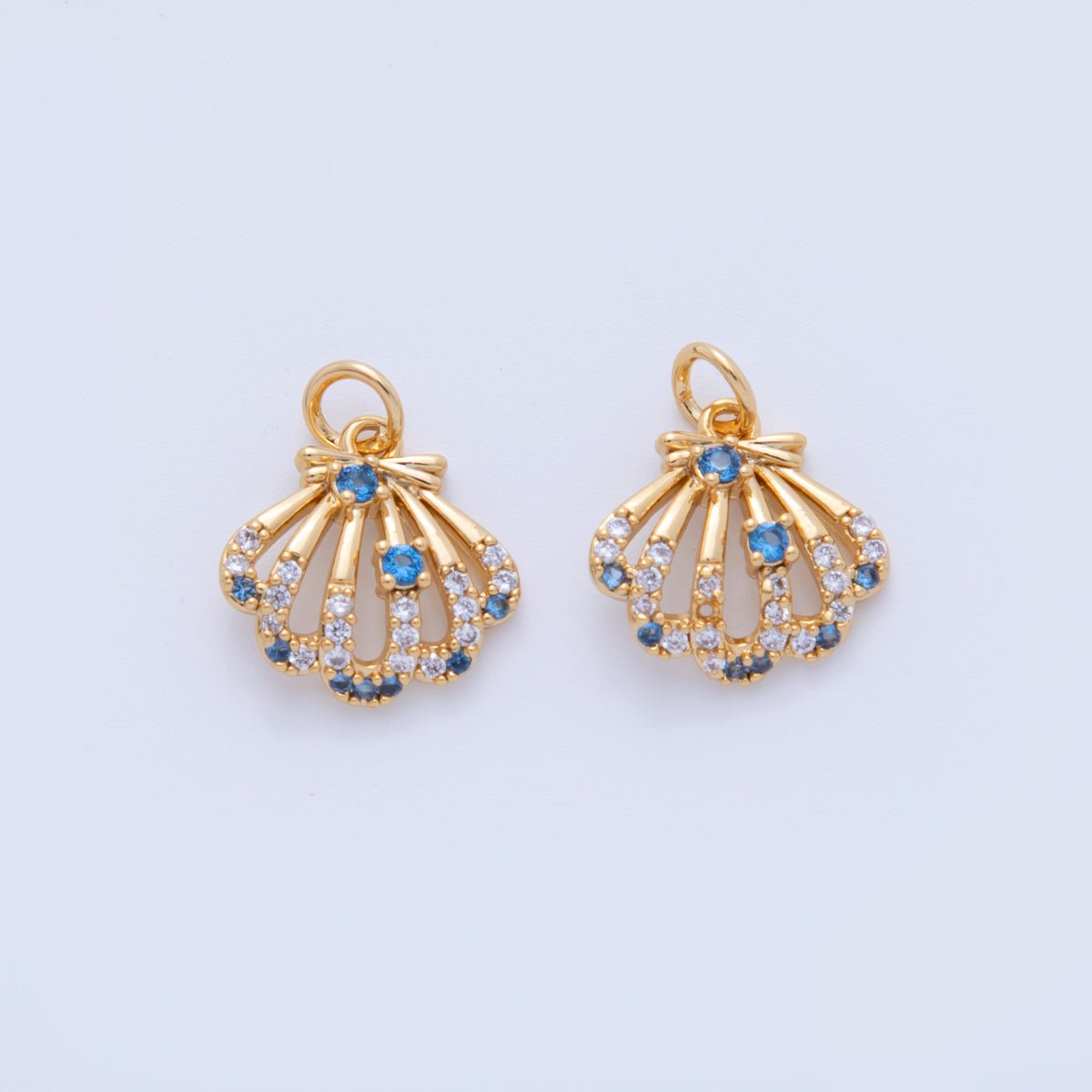 18K Gold Filled 18mm Micro Paved CZ  Clam Sea Half-Shell Charm | AF813