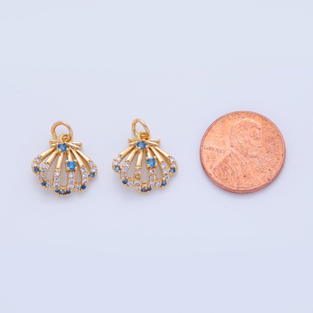 18K Gold Filled 18mm Micro Paved CZ  Clam Sea Half-Shell Charm | AF813