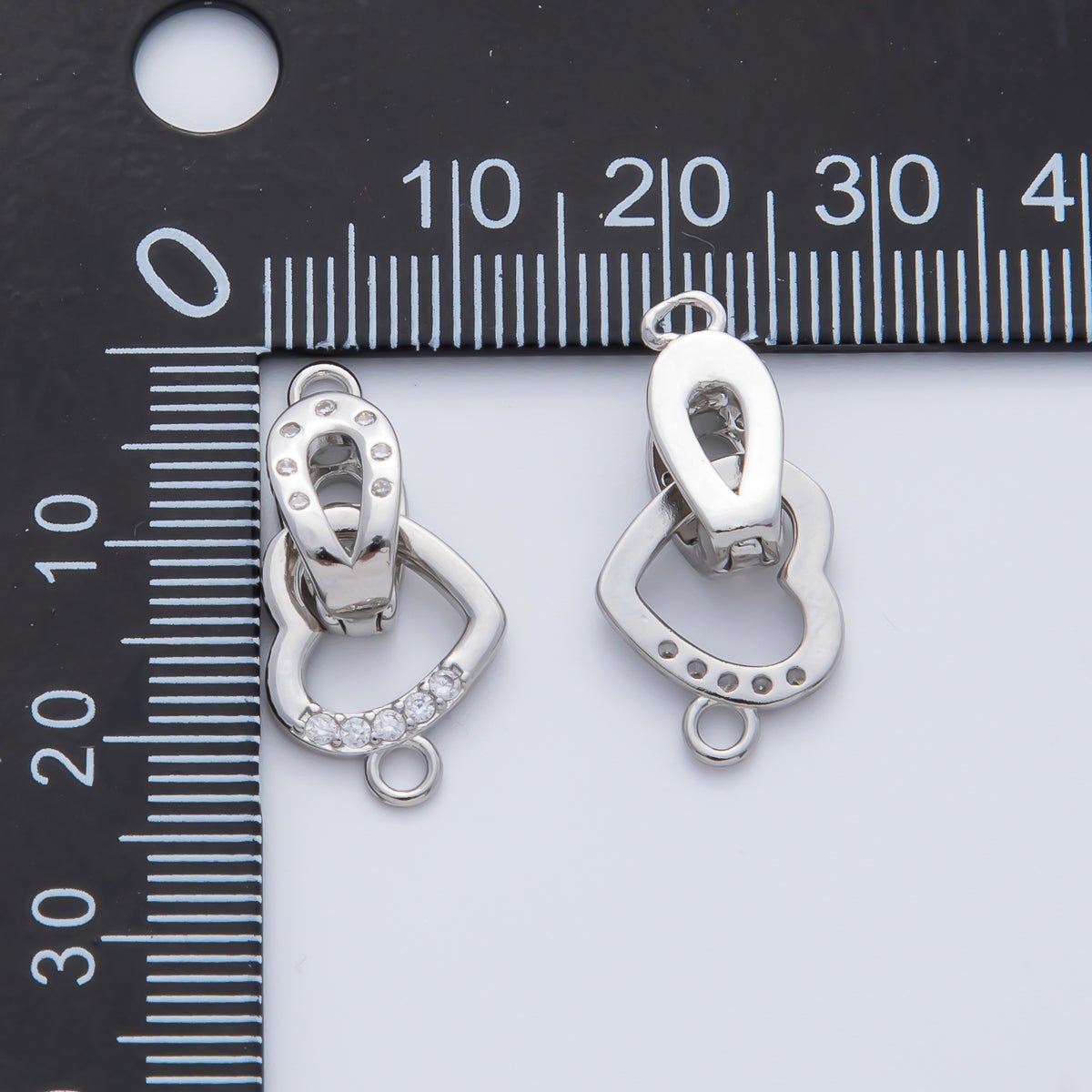 18K Gold Filled 18mm Micro Paved CZ Dotted Heart Snap Closure Findings in Gold &amp; Silver | Z1457