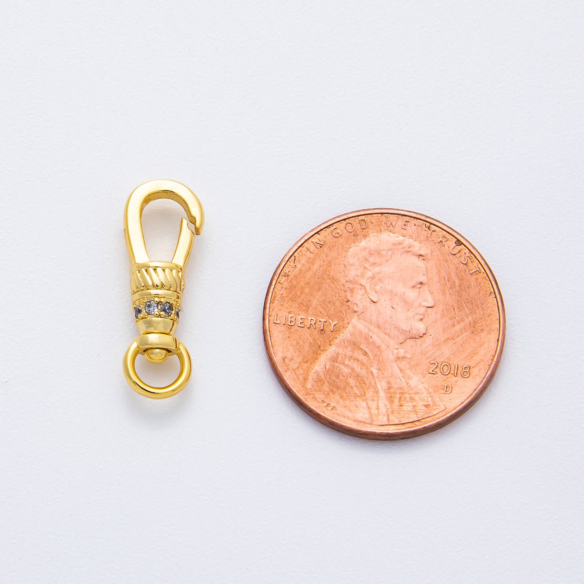 18K Gold Filled 18mm Micro Paved CZ Fancy Swivel Link Push Gate Clasp Charm Finding | Z1375