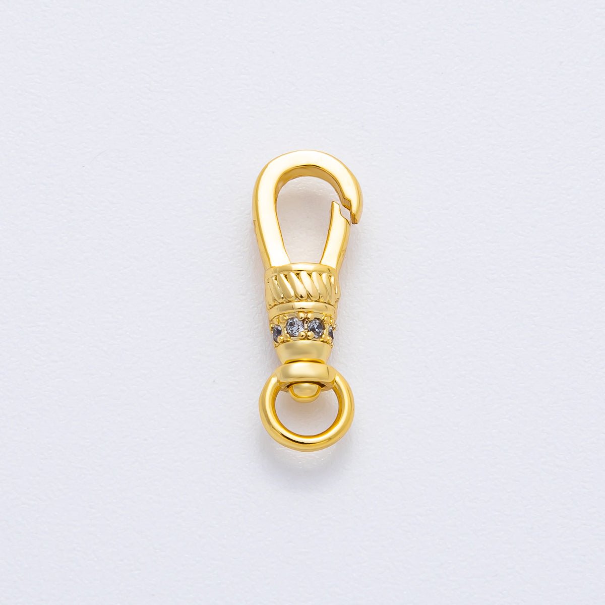 18K Gold Filled 18mm Micro Paved CZ Fancy Swivel Link Push Gate Clasp Charm Finding | Z1375