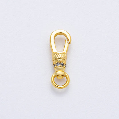18K Gold Filled 18mm Micro Paved CZ Fancy Swivel Link Push Gate Clasp Charm Finding | Z1375