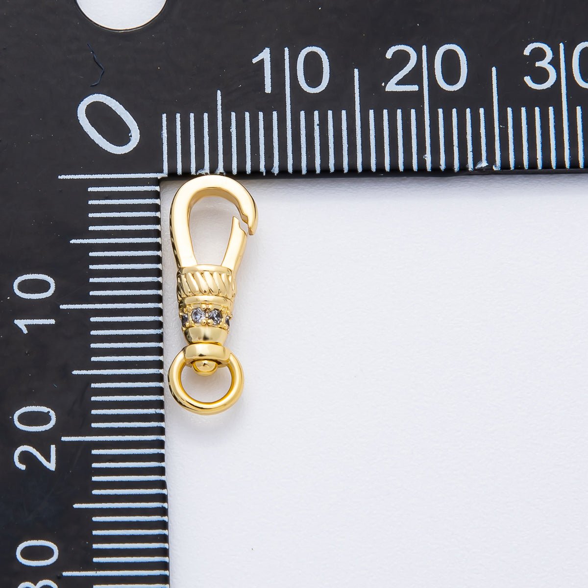 18K Gold Filled 18mm Micro Paved CZ Fancy Swivel Link Push Gate Clasp Charm Finding | Z1375