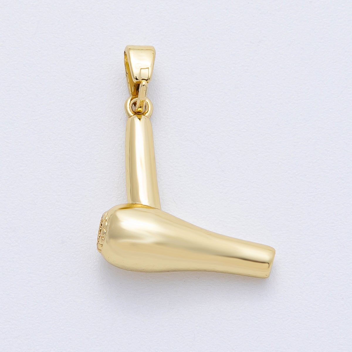18K Gold Filled 18mm Minimalist Hair Dryer Care 3D Multidimensional Pendant | AF1220