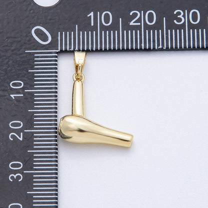 18K Gold Filled 18mm Minimalist Hair Dryer Care 3D Multidimensional Pendant | AF1220
