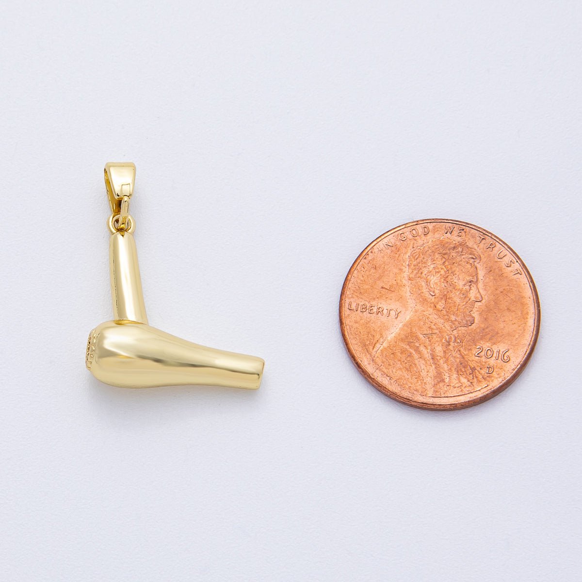 18K Gold Filled 18mm Minimalist Hair Dryer Care 3D Multidimensional Pendant | AF1220