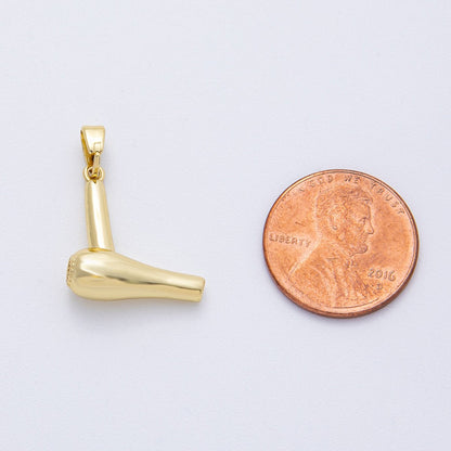 18K Gold Filled 18mm Minimalist Hair Dryer Care 3D Multidimensional Pendant | AF1220