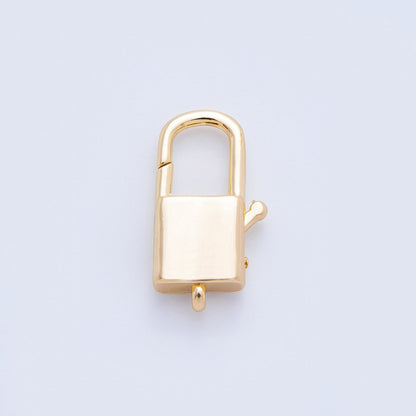 18K Gold Filled 18mm Rectangular Padlock Lobster Claw Clasps Finding in Gold &amp; Silver | Z1417 Z1615