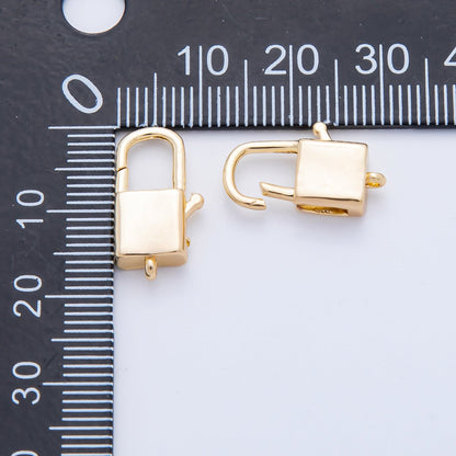 18K Gold Filled 18mm Rectangular Padlock Lobster Claw Clasps Finding in Gold &amp; Silver | Z1417 Z1615
