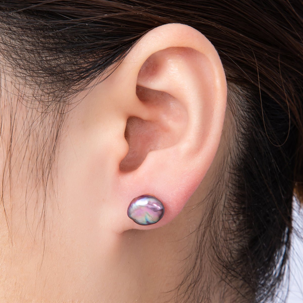18K Gold Filled 18mm Purple Baroque Freshwater Pearl Studs | Earrings-00200