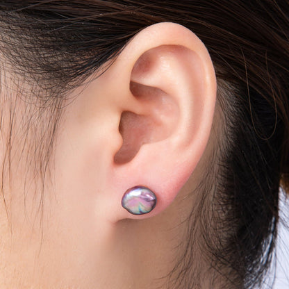 18K Gold Filled 18mm Purple Baroque Freshwater Pearl Studs | Earrings-00200