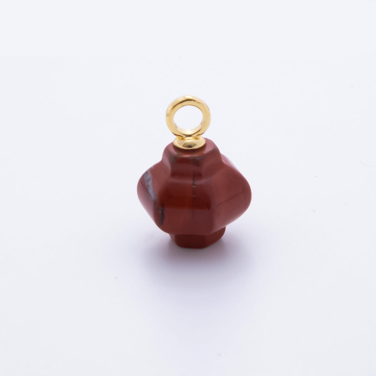 18K Gold Filled 18mm Quartz, Agate, Red Jasper Pumpkin Jar Gemstone Charm | AH830 - AJ831