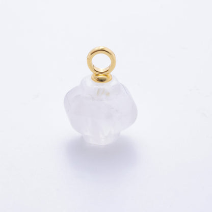 18K Gold Filled 18mm Quartz, Agate, Red Jasper Pumpkin Jar Gemstone Charm | AH830 - AJ831
