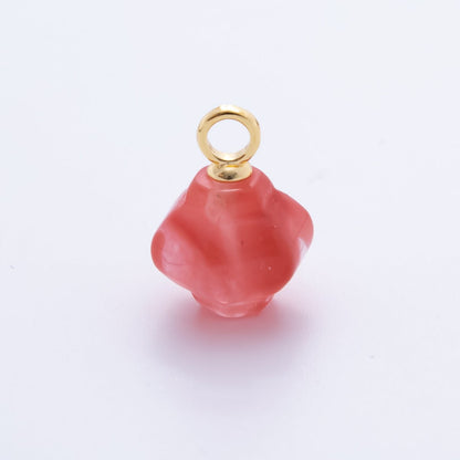 18K Gold Filled 18mm Quartz, Agate, Red Jasper Pumpkin Jar Gemstone Charm | AH830 - AJ831