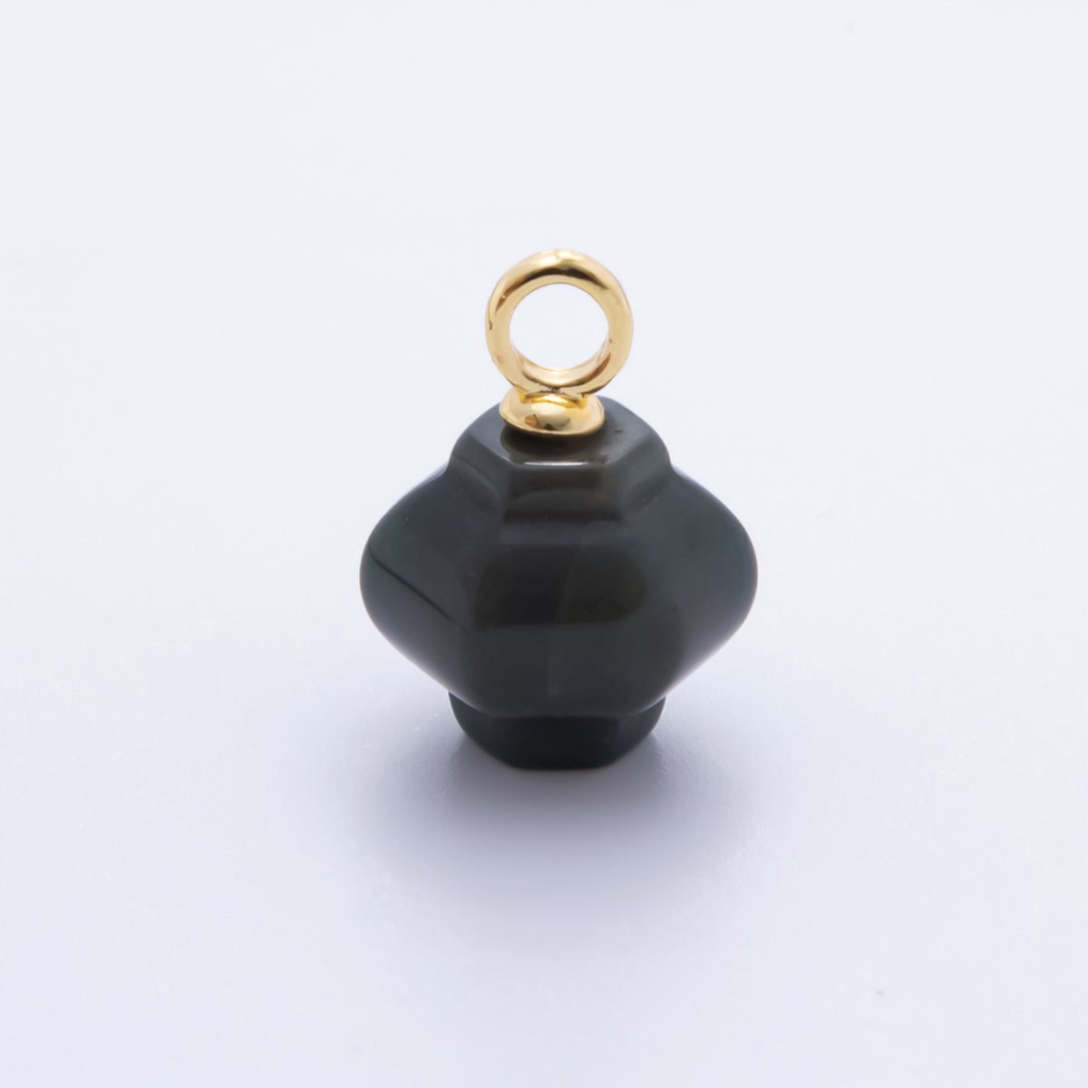 18K Gold Filled 18mm Quartz, Agate, Red Jasper Pumpkin Jar Gemstone Charm | AH830 - AJ831
