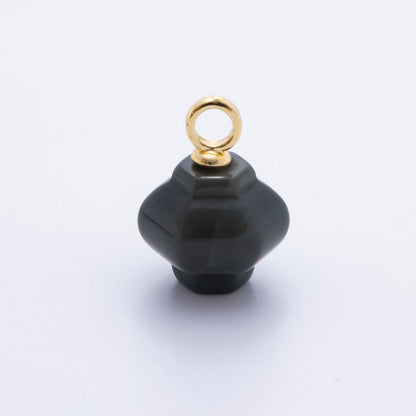 18K Gold Filled 18mm Quartz, Agate, Red Jasper Pumpkin Jar Gemstone Charm | AH830 - AJ831