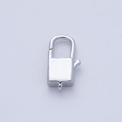18K Gold Filled 18mm Rectangular Padlock Lobster Claw Clasps Finding in Gold &amp; Silver | Z1417 Z1615