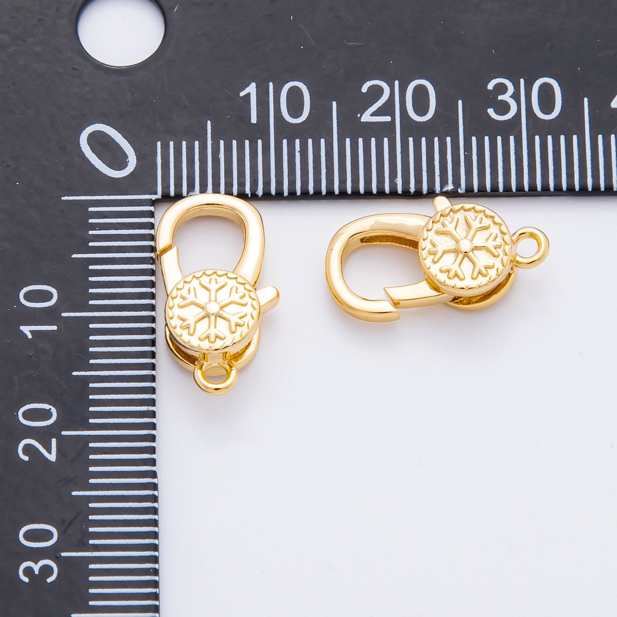 18K Gold Filled 18mm Winter Snowflake Lobster Clasp Charm Finding | Z1426