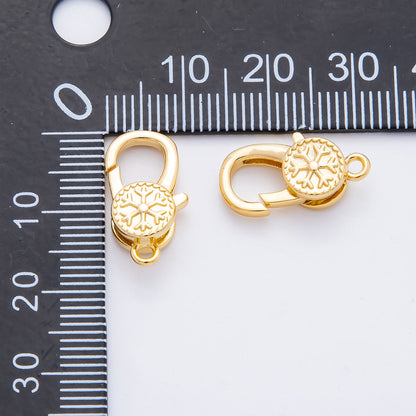 18K Gold Filled 18mm Winter Snowflake Lobster Clasp Charm Finding | Z1426