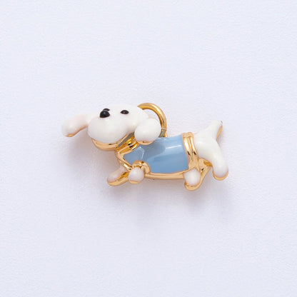 18K Gold Filled 19.5mm Dog Animal Pet Enamel Charm | AK048