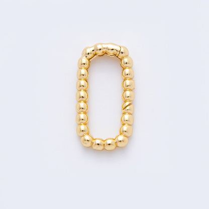 18K Gold Filled 19mm Beaded Bubble Rectangular Push Gate Clasp Finding | Z1406