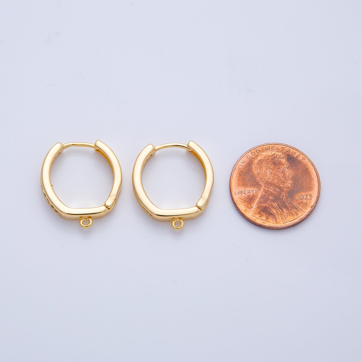 18K Gold Filled 19mm Micro Paved CZ Drop Huggie Earring Finding | Z1654