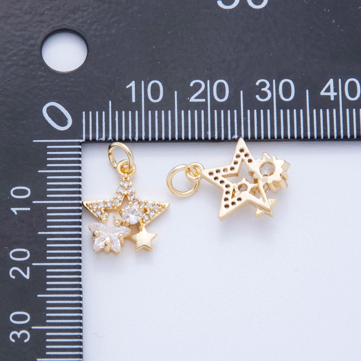 18K Gold Filled 19mm Micro Paved CZ Starry Night Charm | AF824