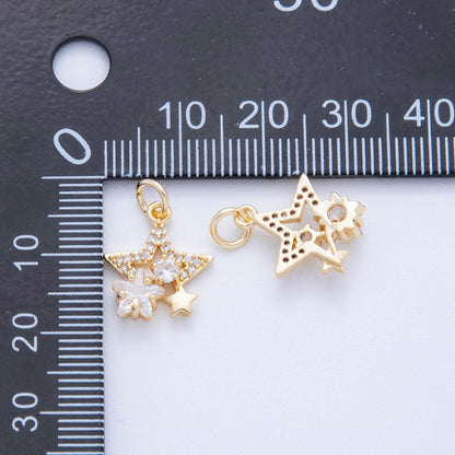 18K Gold Filled 19mm Micro Paved CZ Starry Night Charm | AF824