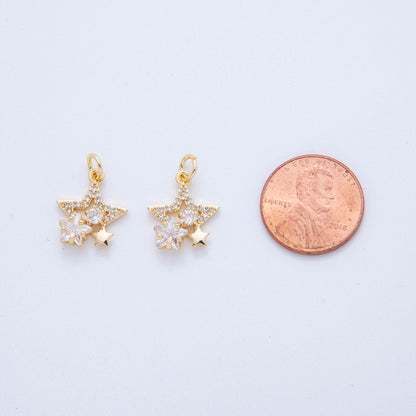 18K Gold Filled 19mm Micro Paved CZ Starry Night Charm | AF824