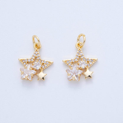 18K Gold Filled 19mm Micro Paved CZ Starry Night Charm | AF824