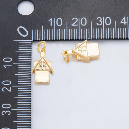 18K Gold Filled 19mm Mini House Cottage Charm | AH-924