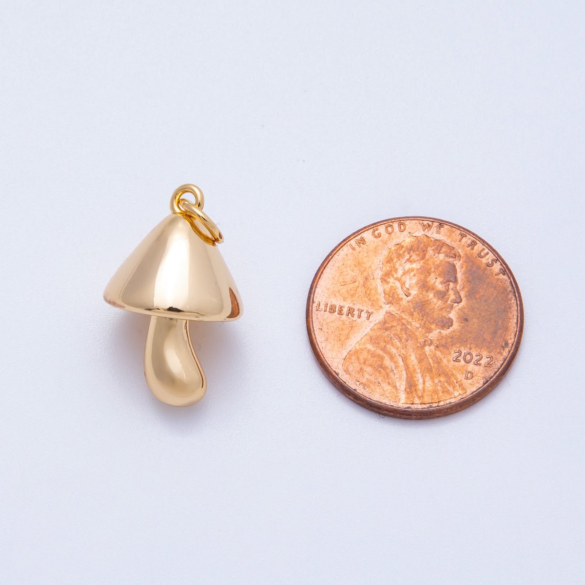18K Gold Filled 19mm Minimalist Mushroom 3D Multidimensional Charm | Charms-00426