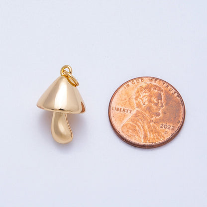 18K Gold Filled 19mm Minimalist Mushroom 3D Multidimensional Charm | Charms-00426