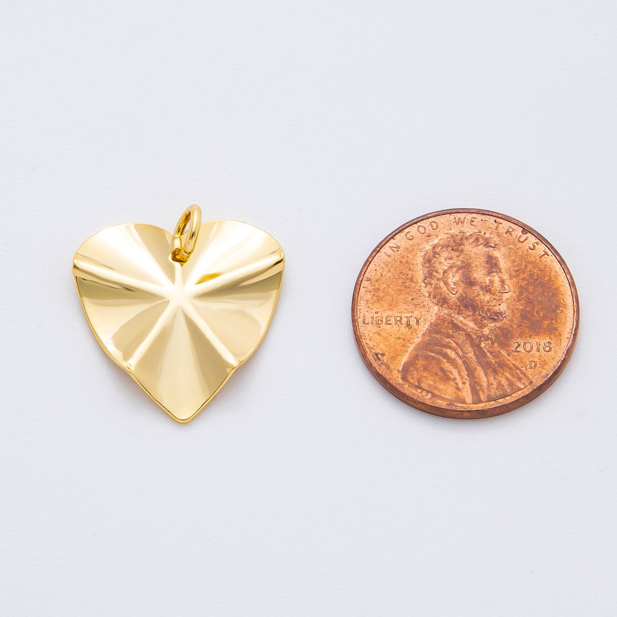 18K Gold Filled 19mm Sunburst Freeform Heart Shape Charm | N-A1973