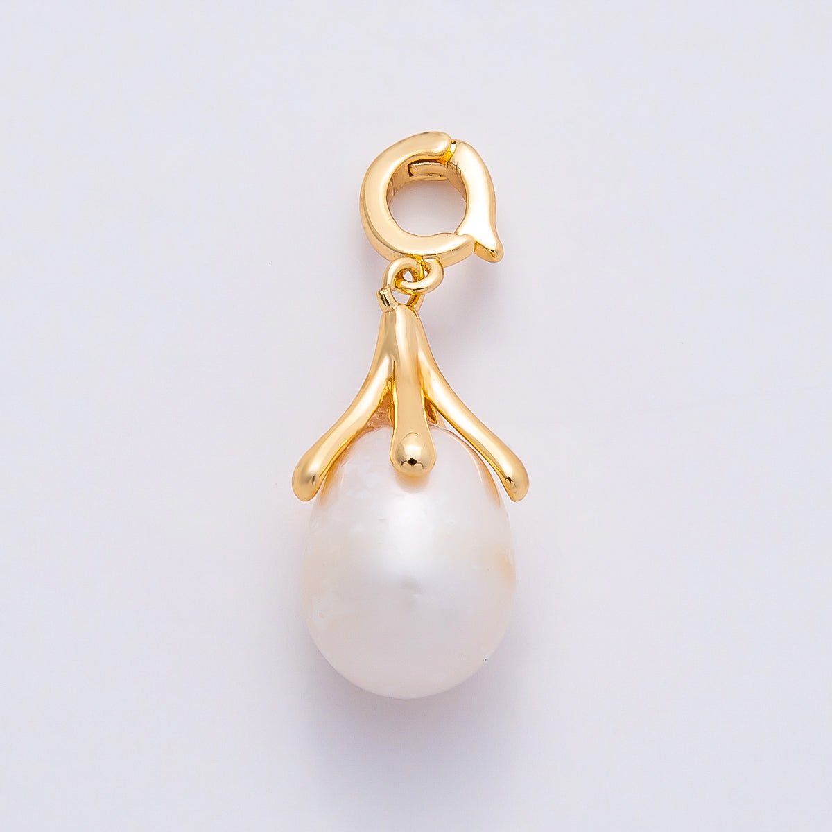 18K Gold Filled 20 Shell Pearl Flower Snap Rondelle Drop Pendant | Charms-01078