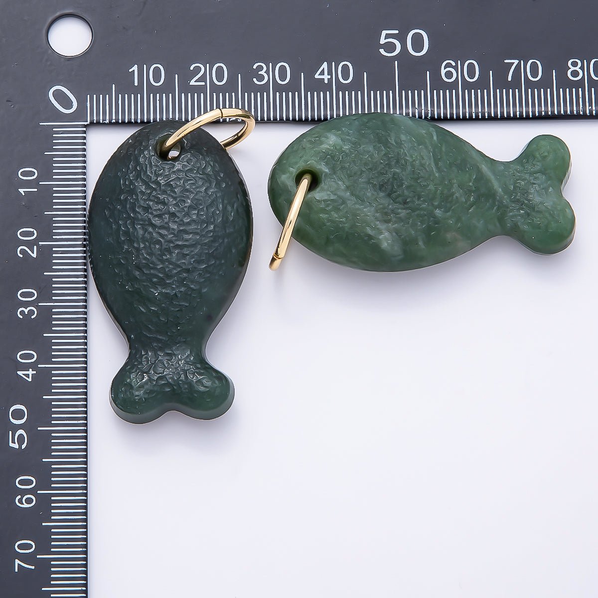 18K Gold Filled 20mm, 30mm, 38mm, 49mm Textured Jade Gemstone Animal Charm | Charms-01388 ~ Charms-01391