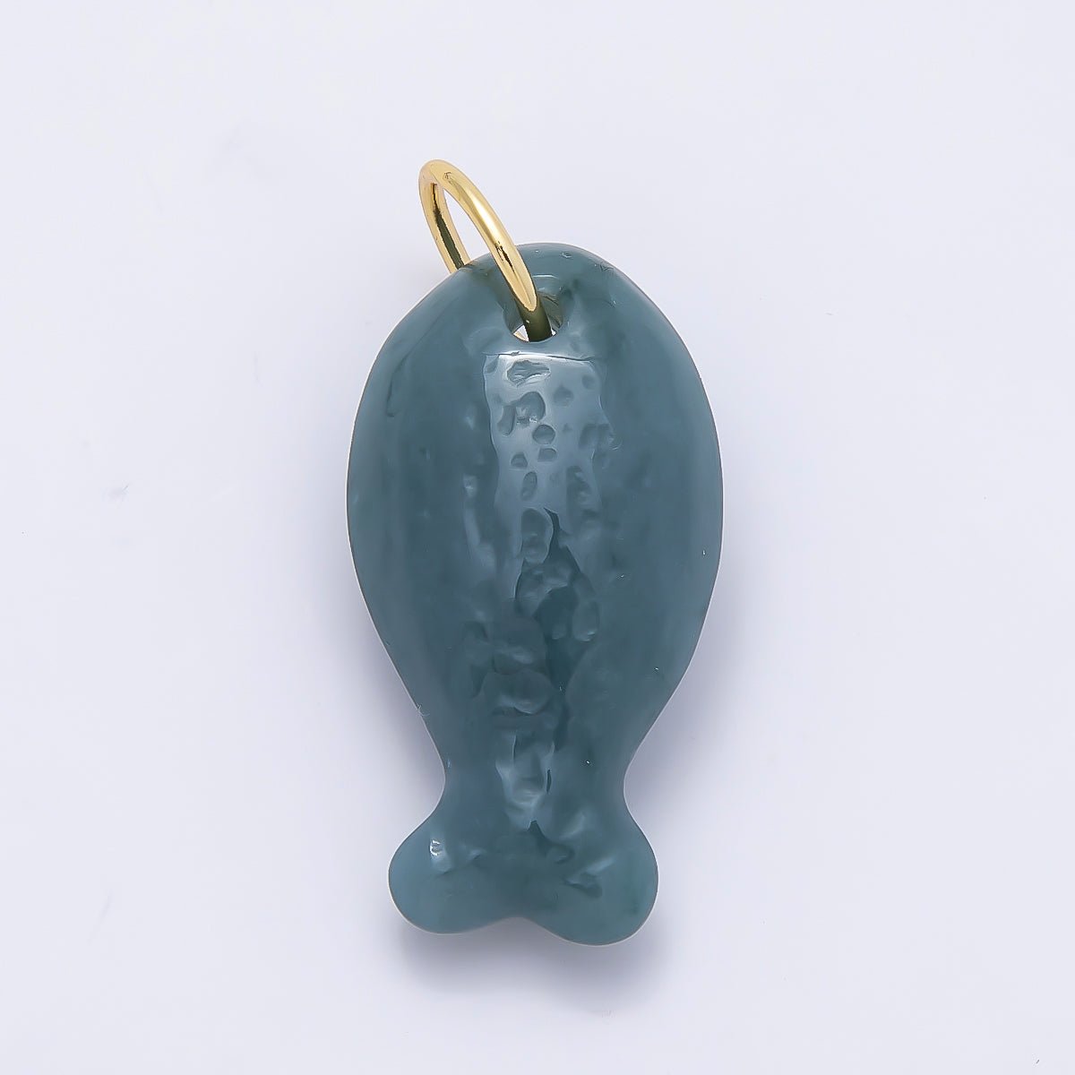 18K Gold Filled 20mm, 30mm, 38mm, 49mm Textured Jade Gemstone Animal Charm | Charms-01388 ~ Charms-01391