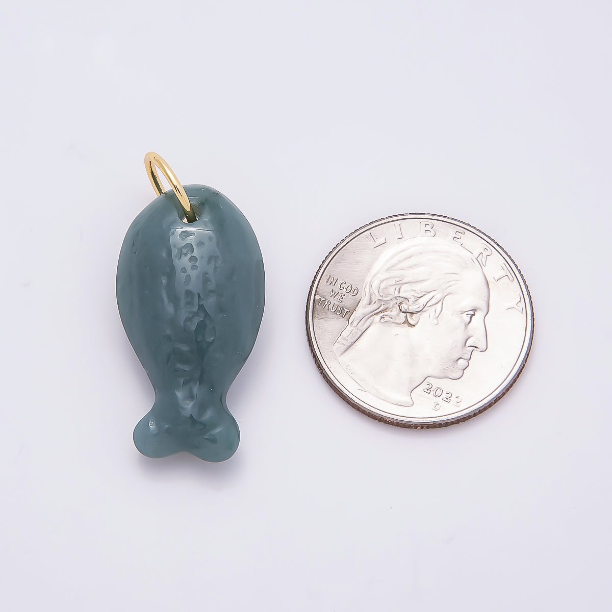 18K Gold Filled 20mm, 30mm, 38mm, 49mm Textured Jade Gemstone Animal Charm | Charms-01388 ~ Charms-01391