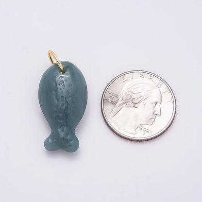 18K Gold Filled 20mm, 30mm, 38mm, 49mm Textured Jade Gemstone Animal Charm | Charms-01388 ~ Charms-01391