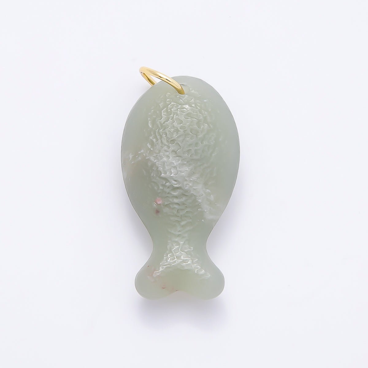 18K Gold Filled 20mm, 30mm, 38mm, 49mm Textured Jade Gemstone Animal Charm | Charms-01388 ~ Charms-01391