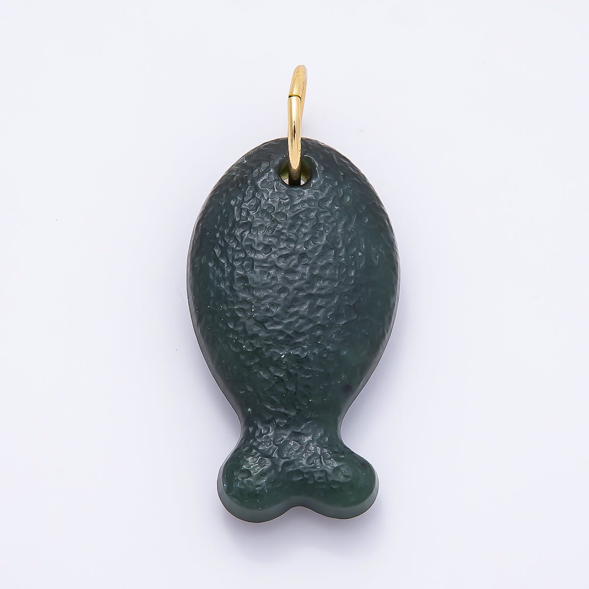 18K Gold Filled 20mm, 30mm, 38mm, 49mm Textured Jade Gemstone Animal Charm | Charms-01388 ~ Charms-01391