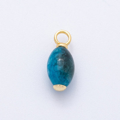 18K Gold Filled 20mm Blue Calcite Gemstone Drop Charm | AK143