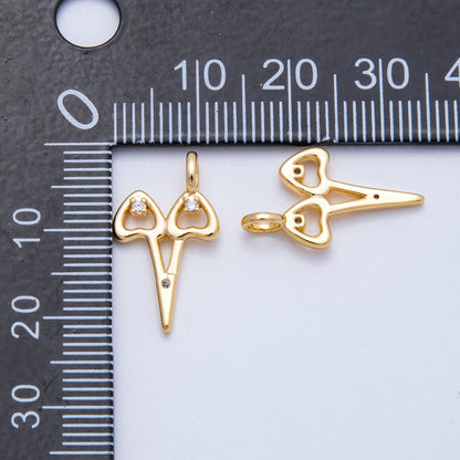 18K Gold Filled 20mm Clear CZ Hair Scissor Charm | Charms-00423