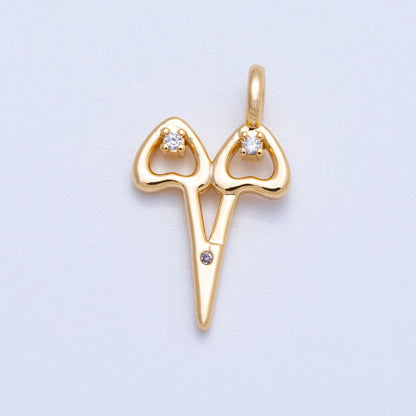 18K Gold Filled 20mm Clear CZ Hair Scissor Charm | Charms-00423